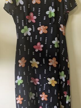 Vintage 90s Cottagecore byer studio Maxi Dress Floral Navy